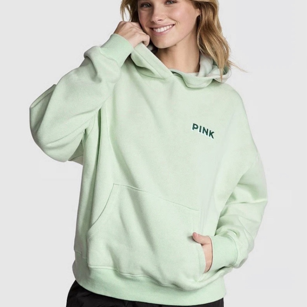 PINK Victoria's Secret Mint Green Pullover Hoodie - Picture 2 of 7